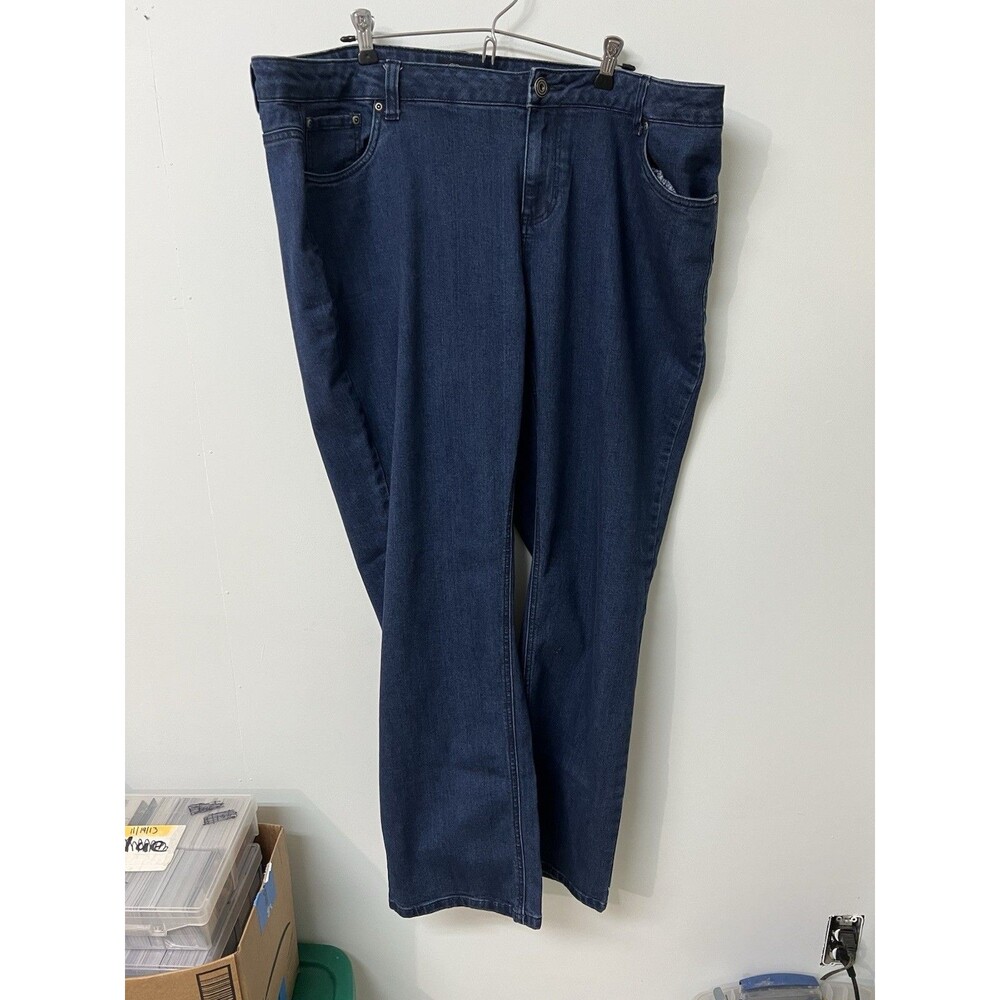 Baccini Women’s Plus 20W Tapered Denim Jeans – Medium Blue, Light Distressing